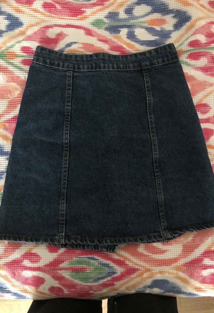 Düğmeli Lacivert Denim Midi Etek - Görsel 3