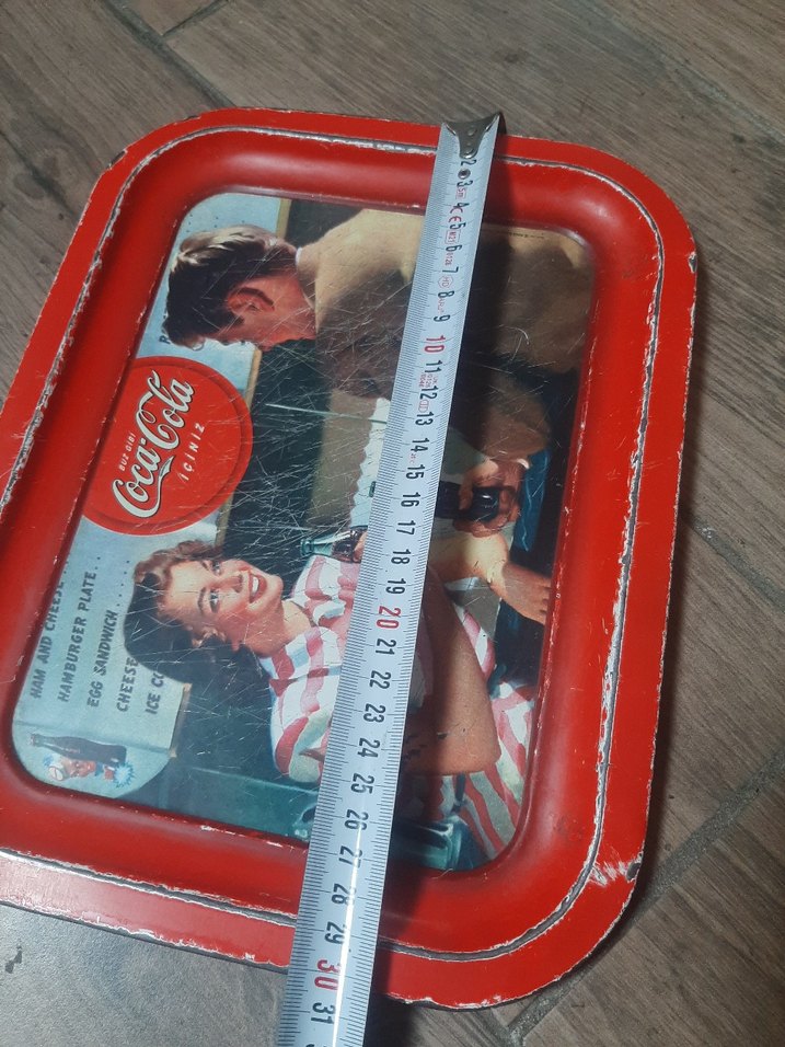 Kırmızı Parlak Coca-Cola tepsi - Görsel 4