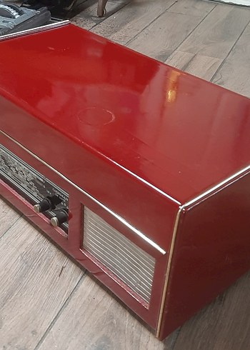 Parlak Kırmızı Vintage antika radyo - Görsel 8