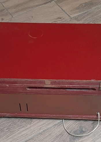 Parlak Kırmızı Vintage antika radyo - Görsel 5