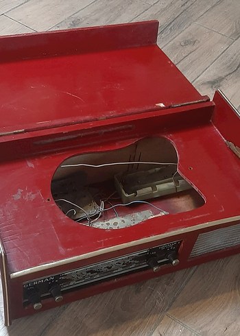 Parlak Kırmızı Vintage antika radyo - Görsel 6