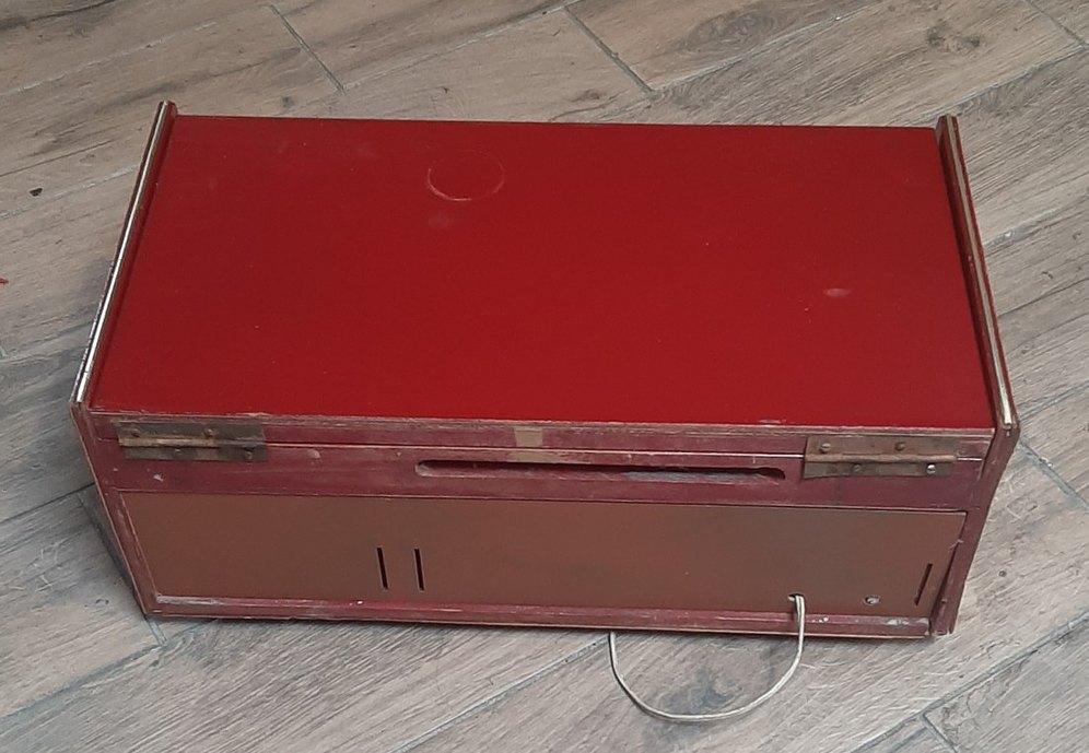 Parlak Kırmızı Vintage antika radyo - Görsel 5