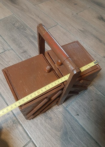 Kahverengi Ahşap dikiş kutusu - Görsel 8