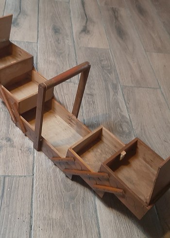 Kahverengi Ahşap dikiş kutusu - Görsel 5