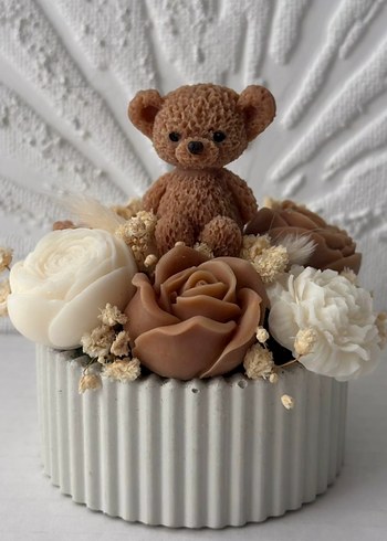 Pembe Ayıcık ve Çiçekli Mum - Görsel 2