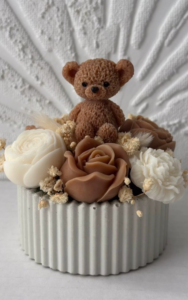 Pembe Ayıcık ve Çiçekli Mum - Görsel 2