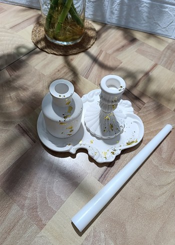 Altın Detaylı Şamdan Seti - Görsel 3