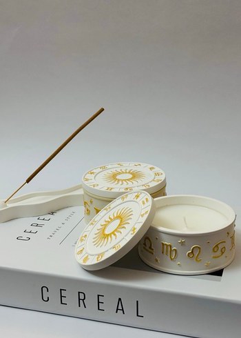 Beyaz Burç Sembollü Mum - Görsel 2