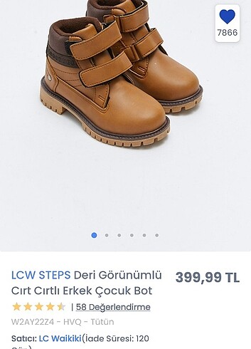 27 Beden kahverengi Renk LCW Erkek Çocuk Bot
