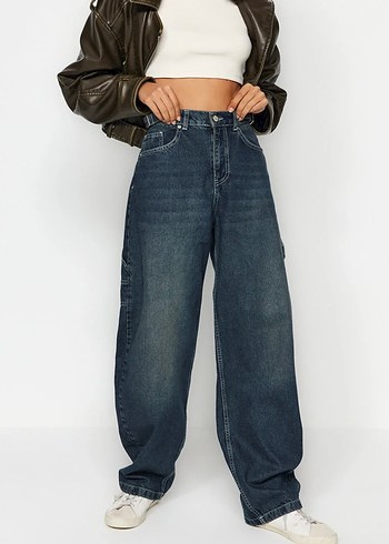 Trendyol & Milla Yuksek Bel Koyu Mavi Denim Jean
