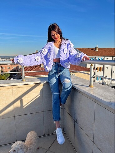 diğer Beden mor Renk Crop hırka