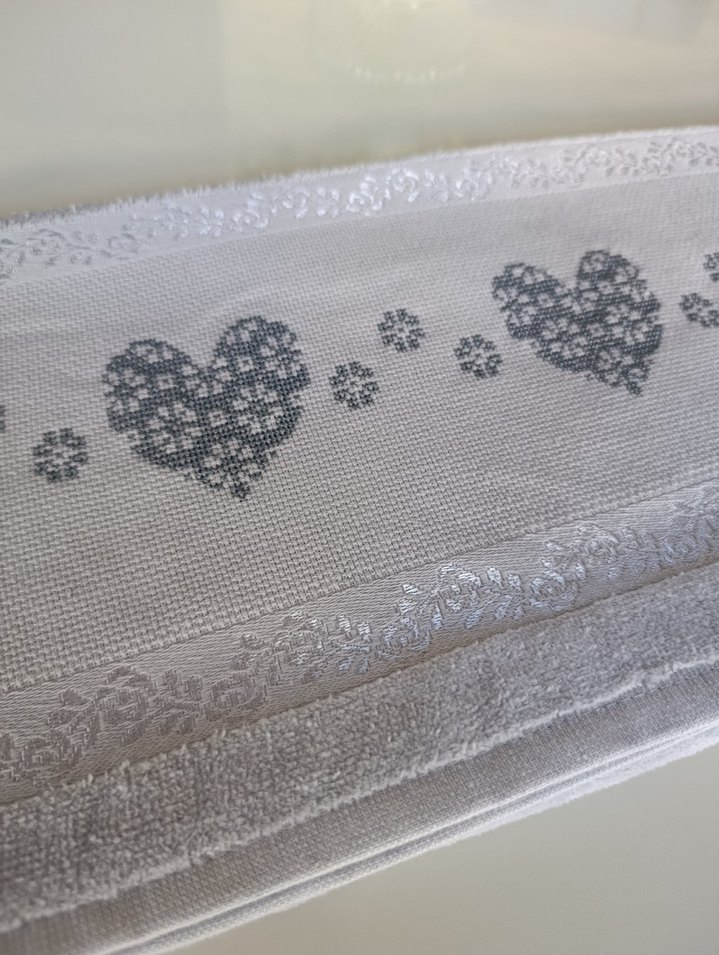 Etamin işleme gri havlu - Görsel 2