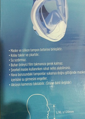 Mavi Baskılı Şnorkel Maske Hawa - Görsel 3