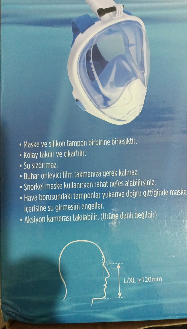 Mavi Baskılı Şnorkel Maske Hawa - Görsel 3