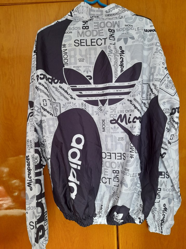 Gri Adidas Baskılı Fermuarlı Unisex Yağmurluk - Görsel 5