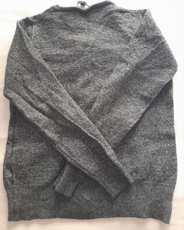 Düğmeli Gri Kadın Yunlu Hırka - Görsel 3