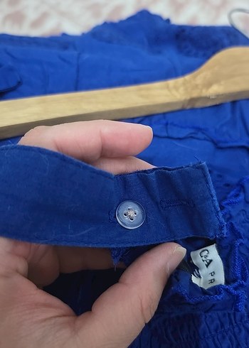 Kız Çocuk Mavi Nakışlı Bohem Elbise - Görsel 5