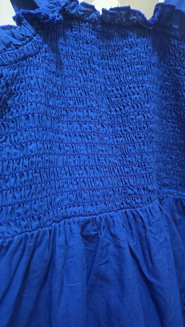 Kız Çocuk Mavi Nakışlı Bohem Elbise - Görsel 4