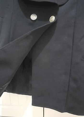 Düğmeli Siyah Midi Kız Çocuk Kaban - Görsel 7