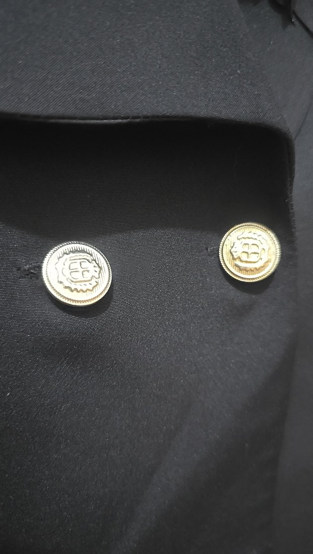 Düğmeli Siyah Midi Kız Çocuk Kaban - Görsel 3