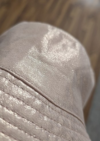 Parlak Bej/Pembemsi Kız Çoçuk Pliseli Şapka ve renkli şapka - Görsel 5