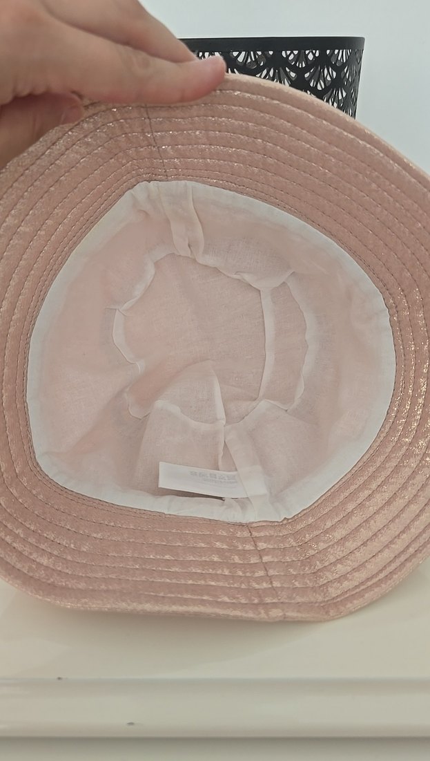 Parlak Bej/Pembemsi Kız Çoçuk Pliseli Şapka ve renkli şapka - Görsel 3