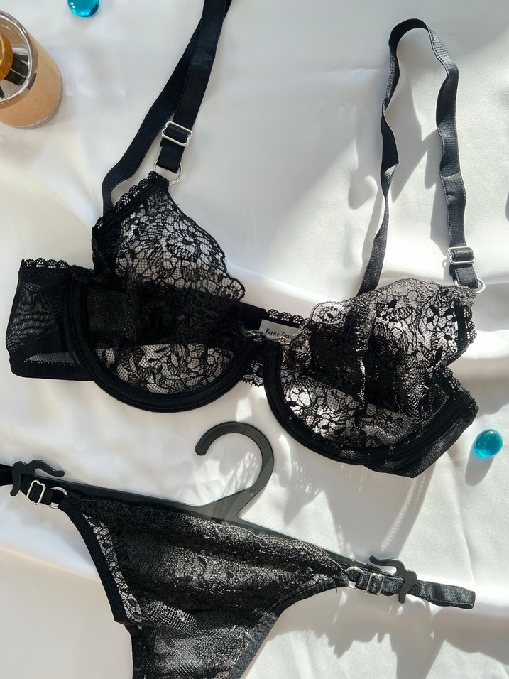 Siyah Gotik Dantel Sütyen ve Külot Takımı - Görsel 2
