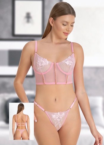 Nakışlı Pembe Mini Sütyen Takımı - Görsel 4