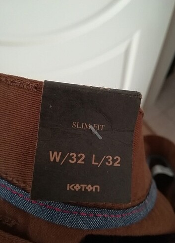 32 Beden kahverengi Renk Koton marka sıfır erkek pantalonu