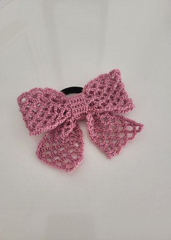 Pembe Örgü Fiyonk Saç Aksesuarı