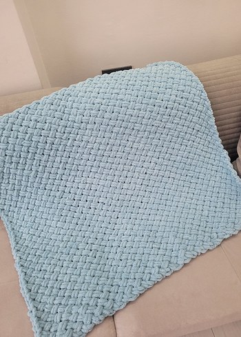 puffy Mavi Örgü Çocuk Battaniyesi - Görsel 2