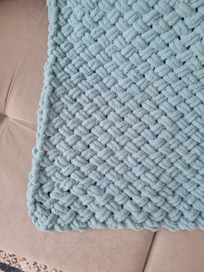 puffy Mavi Örgü Çocuk Battaniyesi - Görsel 3