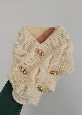 Örgü Krem Atkı boyunluk - Görsel 3