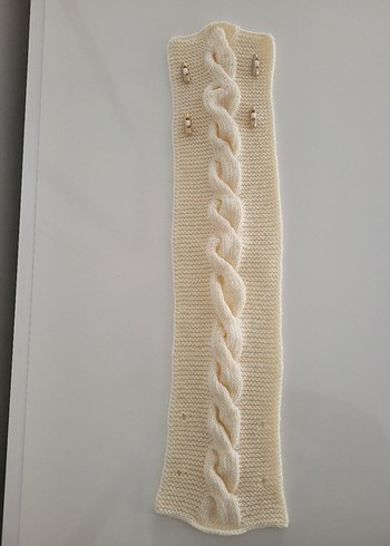 Örgü Krem Atkı boyunluk - Görsel 2