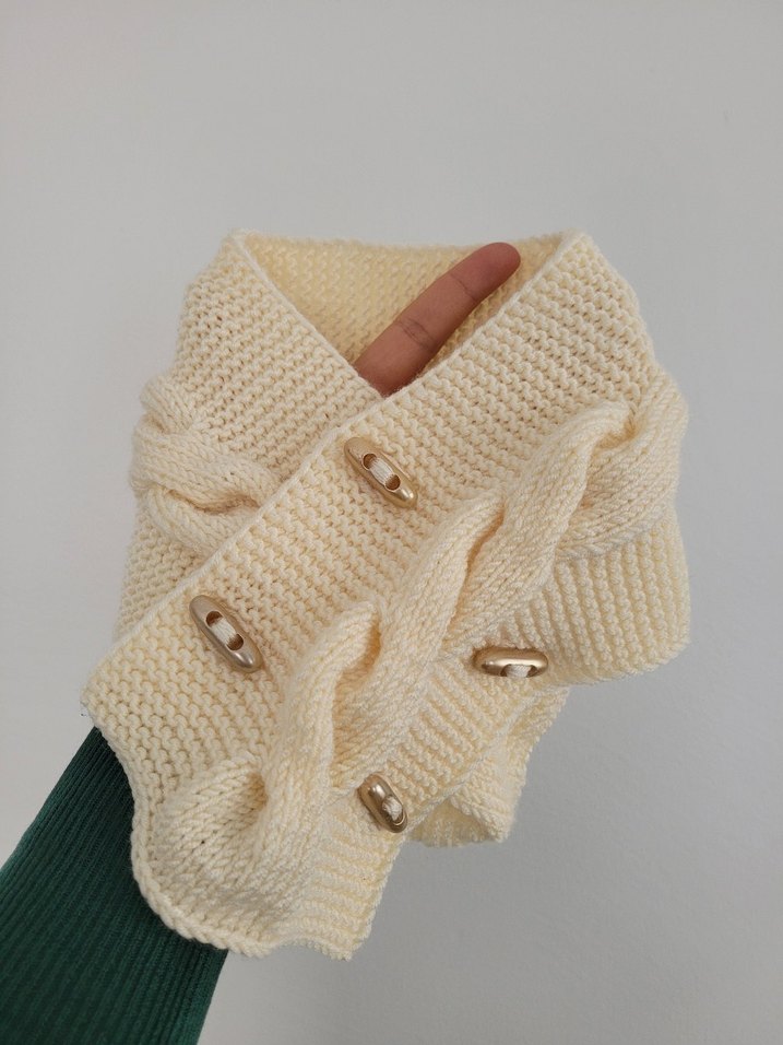 Örgü Krem Atkı boyunluk - Görsel 3