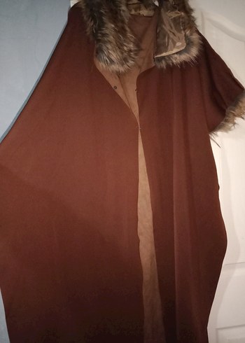 Koton Kahverengi Süet Leopar Desenli Kadın Midi Kaban