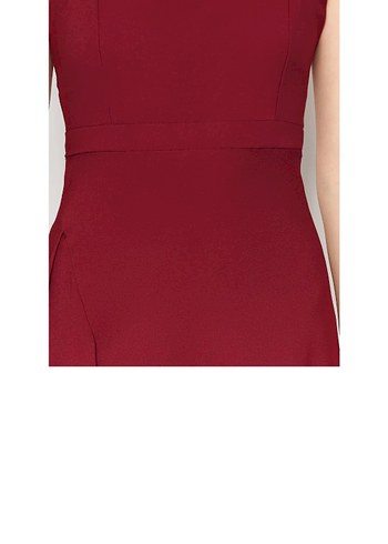 Trendyol & Milla Bordo V Yaka Drapeli Uzun Abiye Elbise