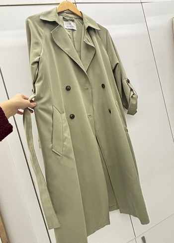 Stradivarius Yeşil Uzun Kadın Trençkot - Görsel 2