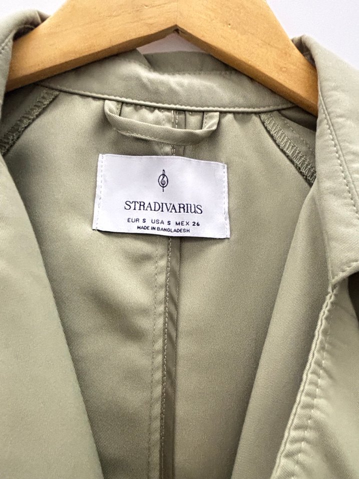 Stradivarius Yeşil Uzun Kadın Trençkot - Görsel 4