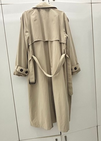 Bej kadın uzun trençkot - Görsel 3