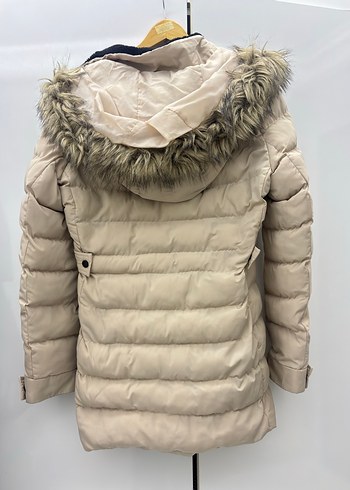 Bej Kadın Midi Kışlık Mont Kürk Detaylı - Görsel 3