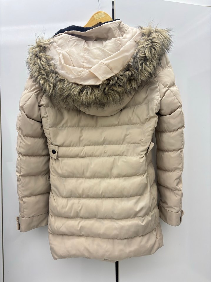 Bej Kadın Midi Kışlık Mont Kürk Detaylı - Görsel 3