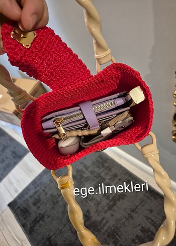 Kırmızı Örgü Kadın Çanta