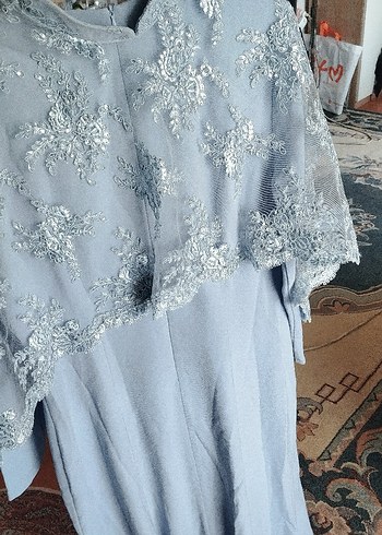 46 Beden mavi Renk Bebe Mavisi - Dantel Detaylı Abiye