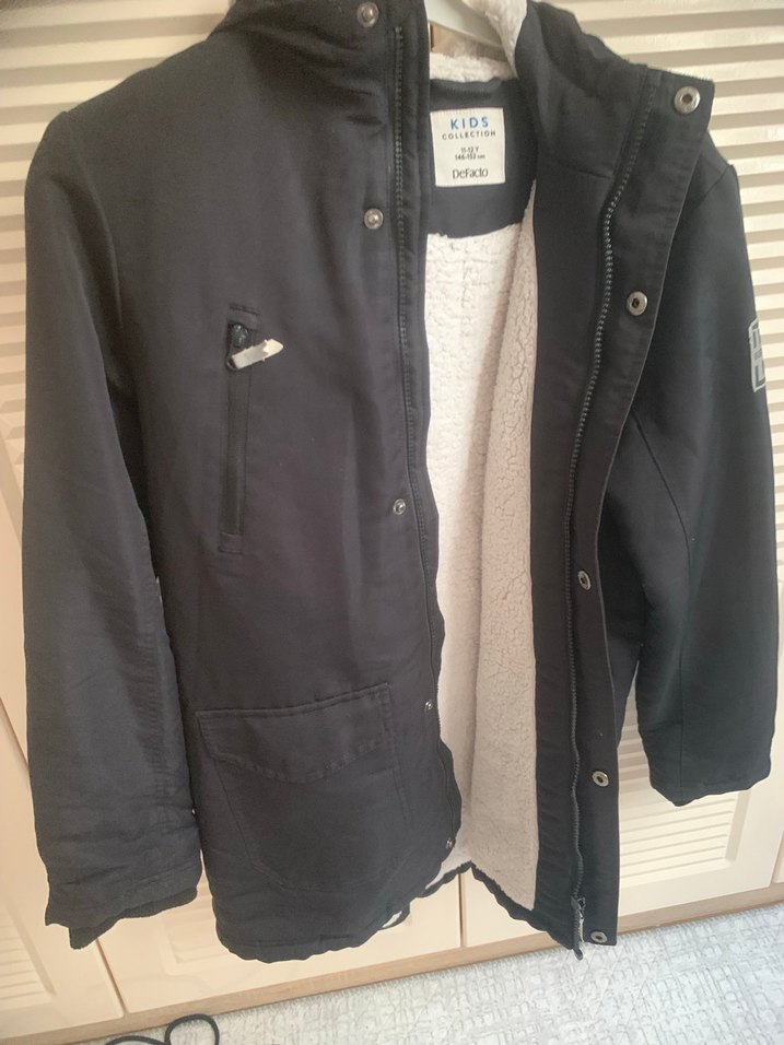 Erkek Çocuk Siyah Düğmeli Street Wear Kaban - Görsel 2