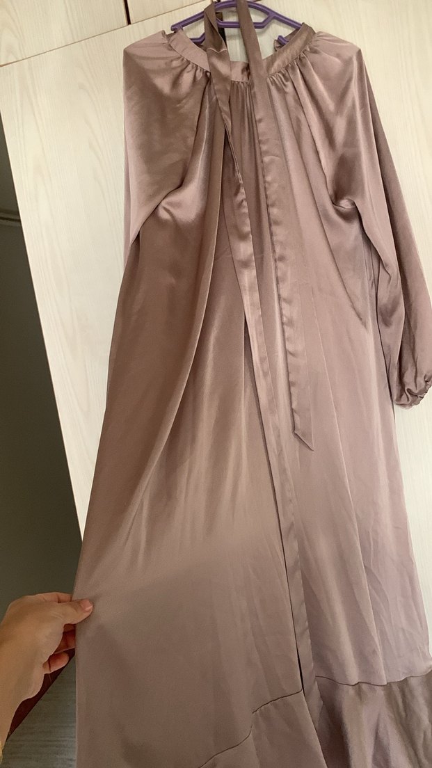 Bej Uzun Kollu Salaş Kadın Elbise - Görsel 2