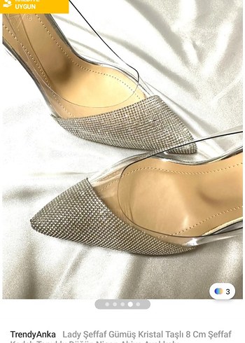 35 Beden beyaz Renk Şeffaf Kristal Taşlı Stiletto Topuklu Ayakkabı