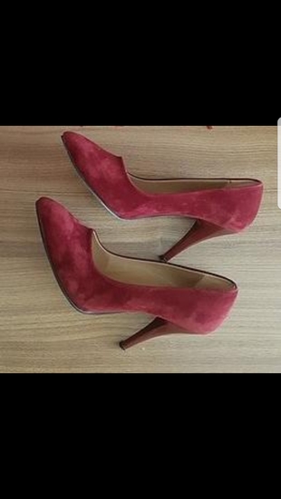 süet bordo topuklu ayakkabı