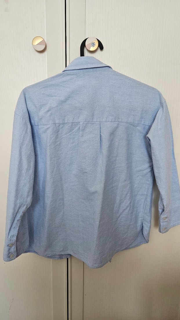 Mavi Düğmeli kız çocuk  Gömlek - Görsel 2