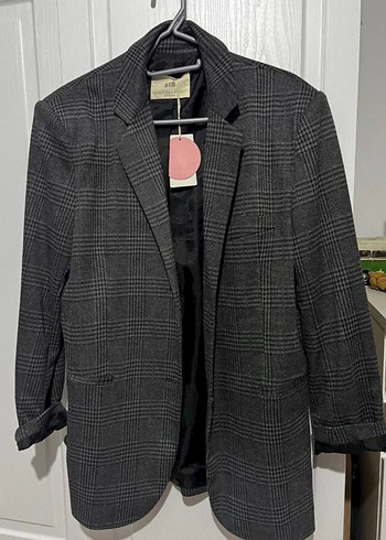 Gri Düğmeli Kadın Blazer Ceket